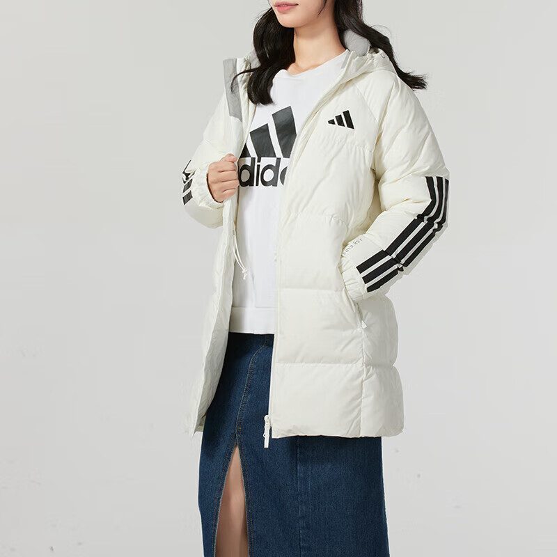 阿迪达斯 (adidas)羽绒服女装新款运动服户外出行防风舒适保暖羽绒夹克外套JG3856 ZP JG3856/白色 L