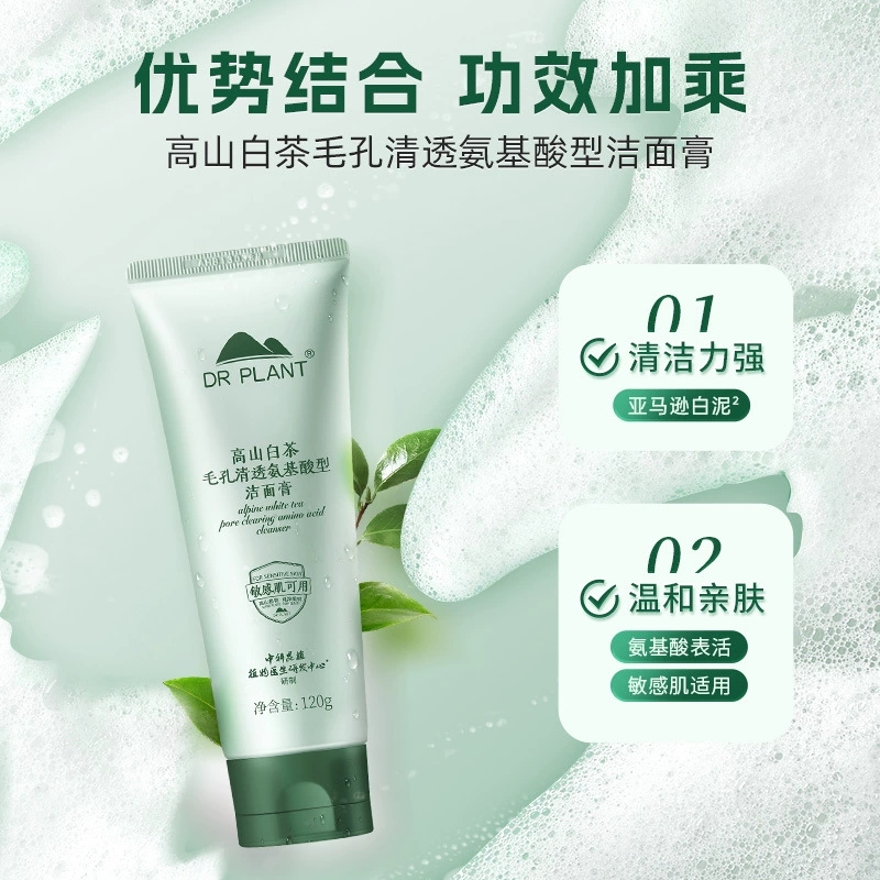 DR PLANT 高山白茶毛孔清透氨基酸型洁面膏120g(单位:支)高清大图