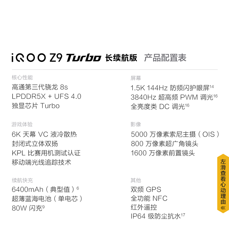 iQOO Z9 Turbo长续航版 12GB+512GB 星光白 全网通5G新品手机第三代骁龙8s芯片5000万像素144Hz高刷80W闪充6400mAh大电池拍照游戏学生性能手机高清大图