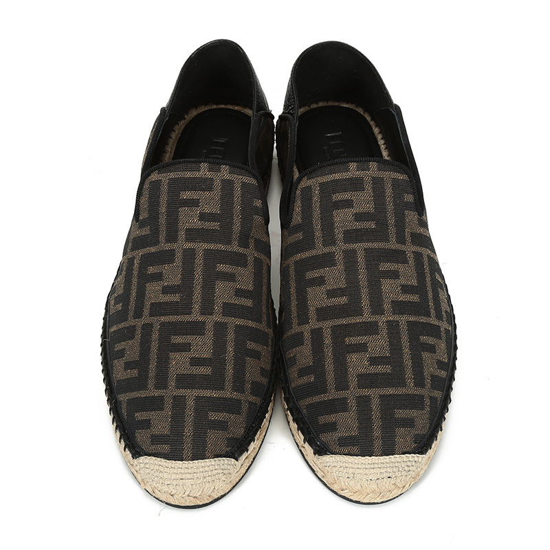 fendi芬迪男士织物配皮休闲鞋渔夫鞋麻编鞋7p1359aawb
