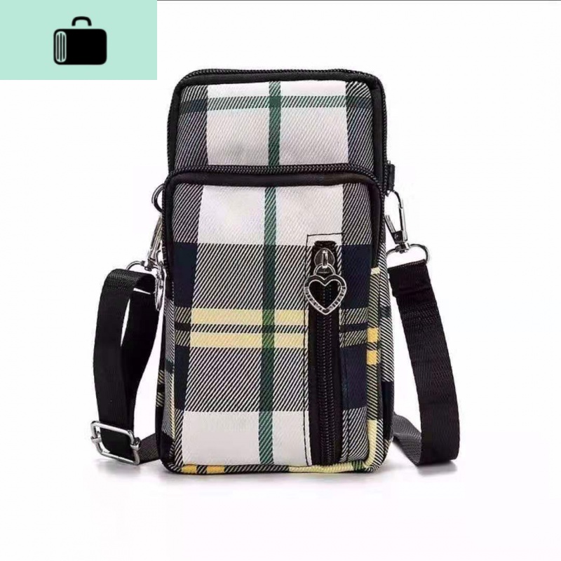 夏天迷你潮包女小包包单肩包斜挎包零钱包手机包帆布包女斜跨运动NEW LAKE 军灰色格子加大号