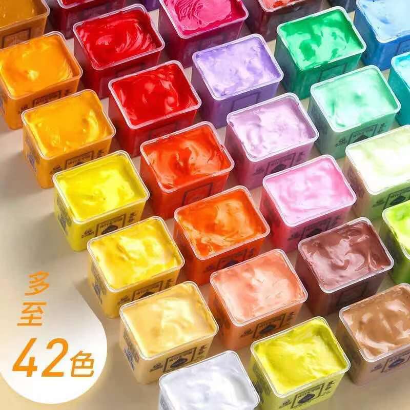青竹水粉颜料套装42色美术艺考生绘画颜料初学者集训果冻工具套装