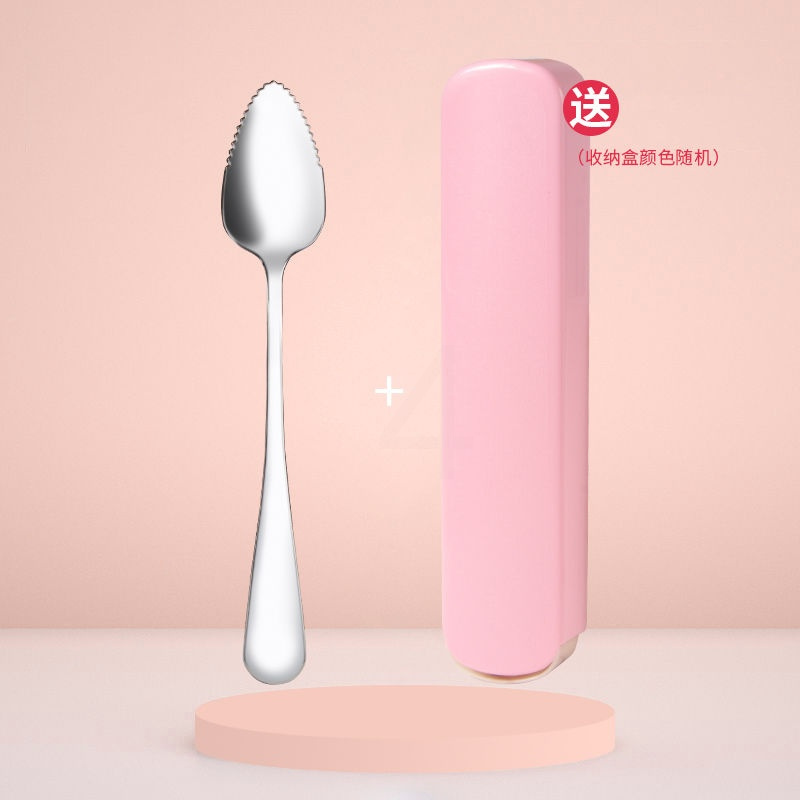 不锈钢单头刮泥勺 +收纳盒 婴儿米糊勺保温碗双头刮苹果泥勺子宝宝辅食工具吃水果泥刮勺神器