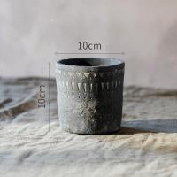 美帮汇非洲元素复古黑陶色 水泥装饰花器花盆 土培欧式园艺 小号(底部已打孔) 特大