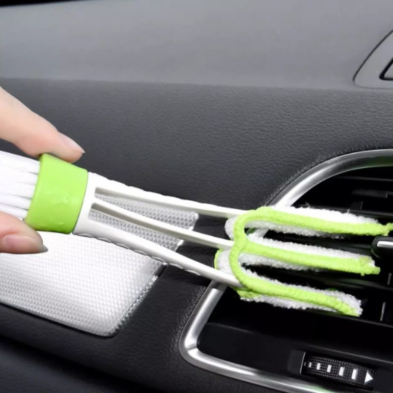 汽车空调出风口清洁刷死角缝隙除尘软毛刷车内饰清洗工具清理神器-灰色款;3个装