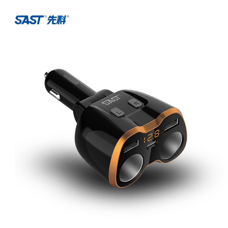先科 多功能一分二车载点烟器TYPE-C双USB智能快充 电压监测 AY-M96