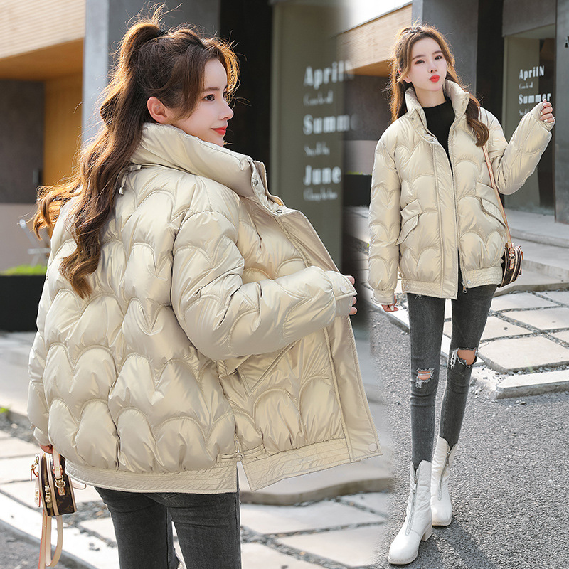 羽绒棉衣女冬装新款女式韩版面包服立领棉袄小香风外套女棉服 卡其色 L