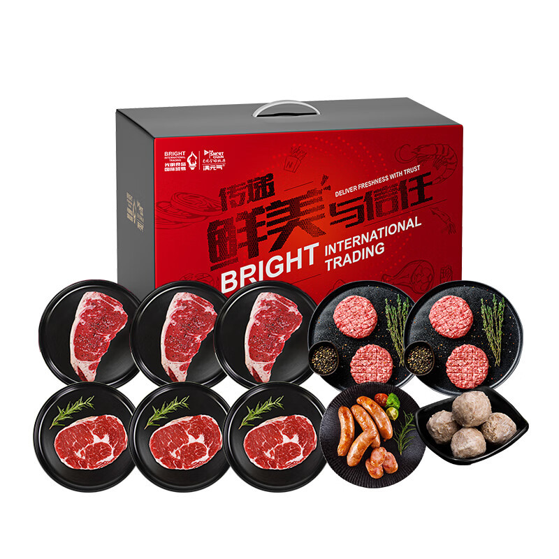 [光明满元气]谷饲牛排礼盒1750g