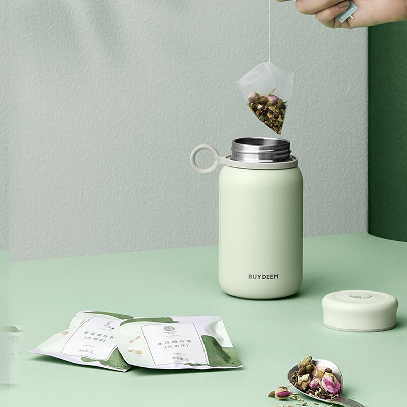 北鼎 Mini 保温杯 浅杉绿 300ml 含背带高清大图