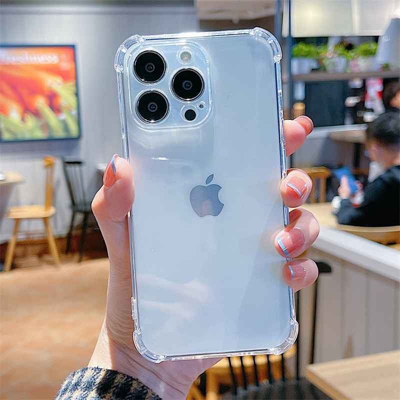 安美宝 苹果14手机壳iPhone13promax的保护套12硅胶xsmax透明Xr简约气囊新款8Plus防摔11保护壳 【全透明】★四角加厚★送贴膜 iPhone14Plus