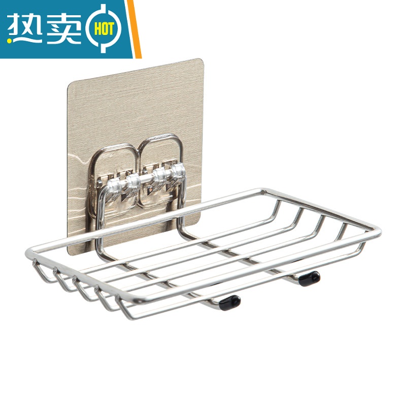 敬平304不锈钢免打孔沥水肥皂盒卫生间双层家用浴室大号壁挂式香皂架 金色贴1个装
