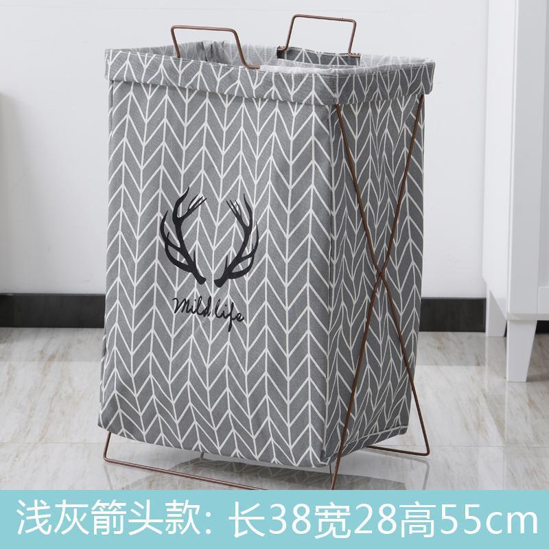 家柏饰(CORATED)家用布艺脏衣篮脏衣服收纳筐脏衣篓可折叠玩具衣物收纳桶洗衣篮 灰色鹿角