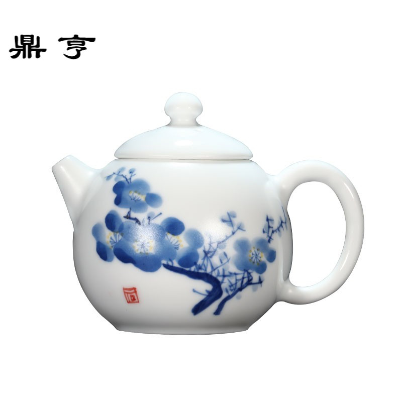 鼎亨茶壶陶瓷纯手绘青花瓷梅兰竹菊单壶小茶壶套装手工景德镇功夫报价