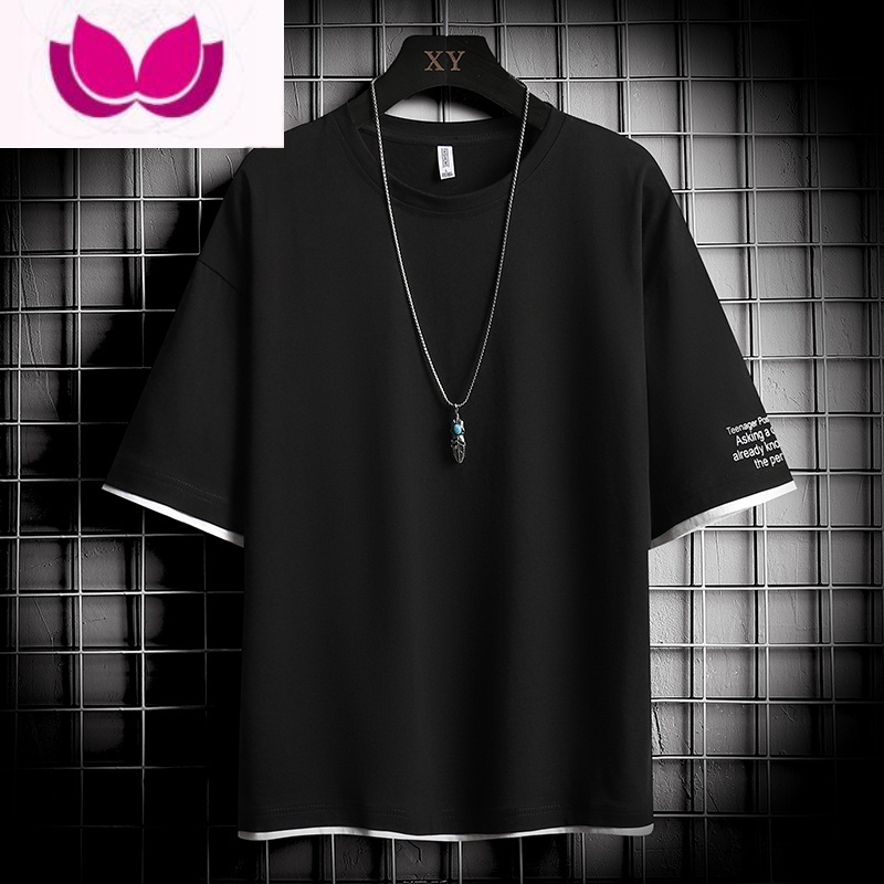 七斓短袖t恤男2023新款夏季冰丝速干圆领潮牌夏装潮ins男装上衣服