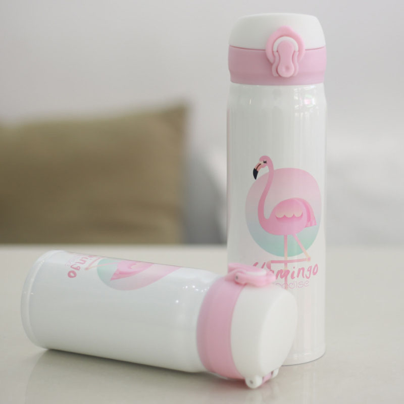 火烈鸟弹扣不锈钢保温杯高清大图