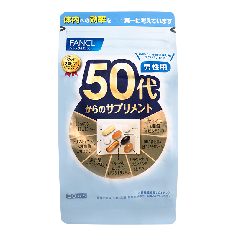 [日本直邮]芳珂FANCL男性中年男士50代50岁八合一综合营养维生素片1袋30日