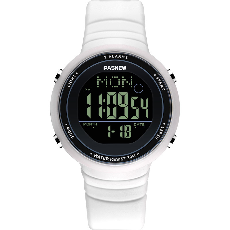 百圣牛pasnew电子表 女学生简约运动表30米防水户外数字显示夜光表 三