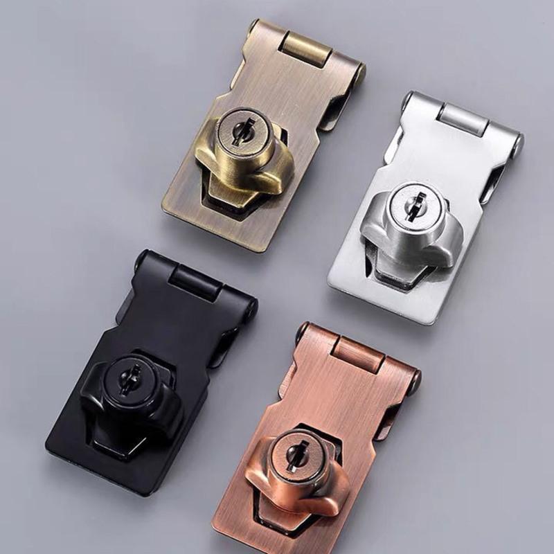 锁牌扣带锁免开孔柜子柜门锁双开简易门锁扣搭扣冰箱防盗锁具锁扣亮