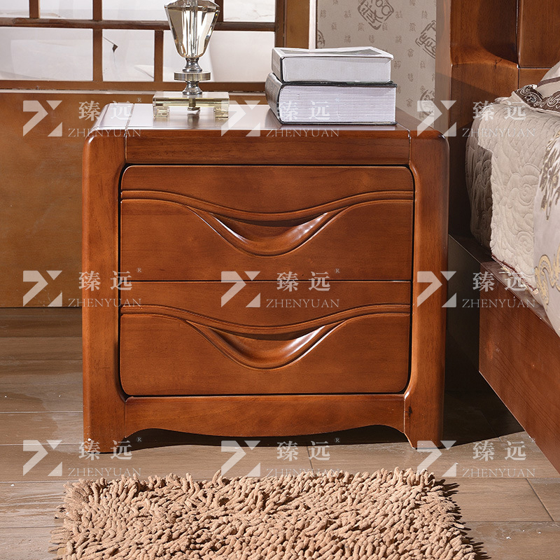 臻远 ZY4030701实木床头柜矮柜储物柜抽屉收纳柜胡桃色高清大图