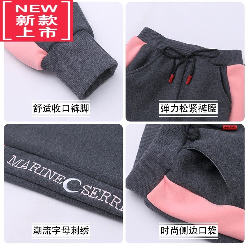 可莉允女童一体绒卫裤宝宝冬装儿童保暖冬季薄绒休闲运动女大童裤子保暖裤图片