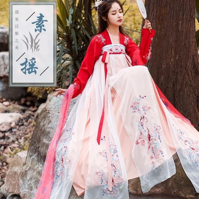 汉服女装襦裙仙女裙中国风学生汉服女古装服装仙女复古交领魏晋风汉服