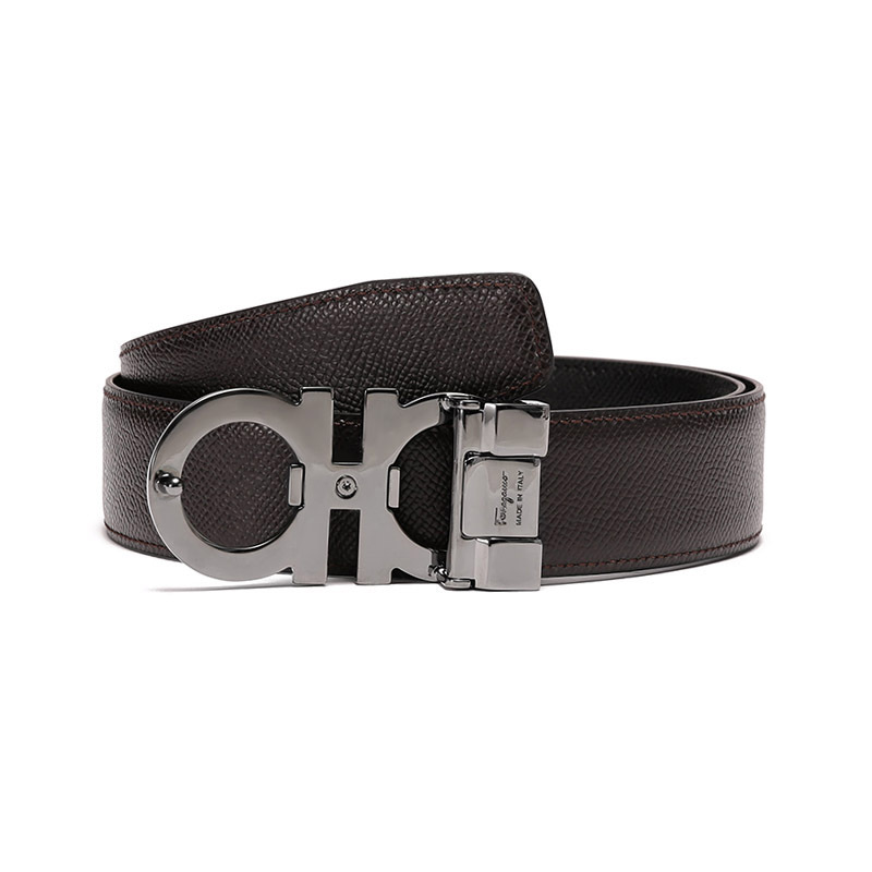 菲拉格慕salvatoreferragamo男士牛皮gancini可裁剪双面皮带腰带67a1