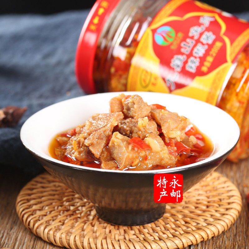 九嶷兔肉1瓶精装版 九嶷山兔肉辣椒酱湖南永州宁远特产剁辣椒兔丁兔排鱼瓶礼盒下饭菜