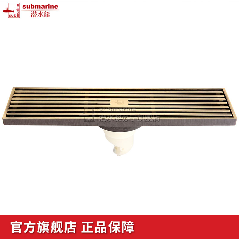 潜水艇(submarine)地漏全铜防臭地漏无三通格栅面板防堵防臭式铜质内芯沐浴房加长地漏排水更快TKC50-30高清大图