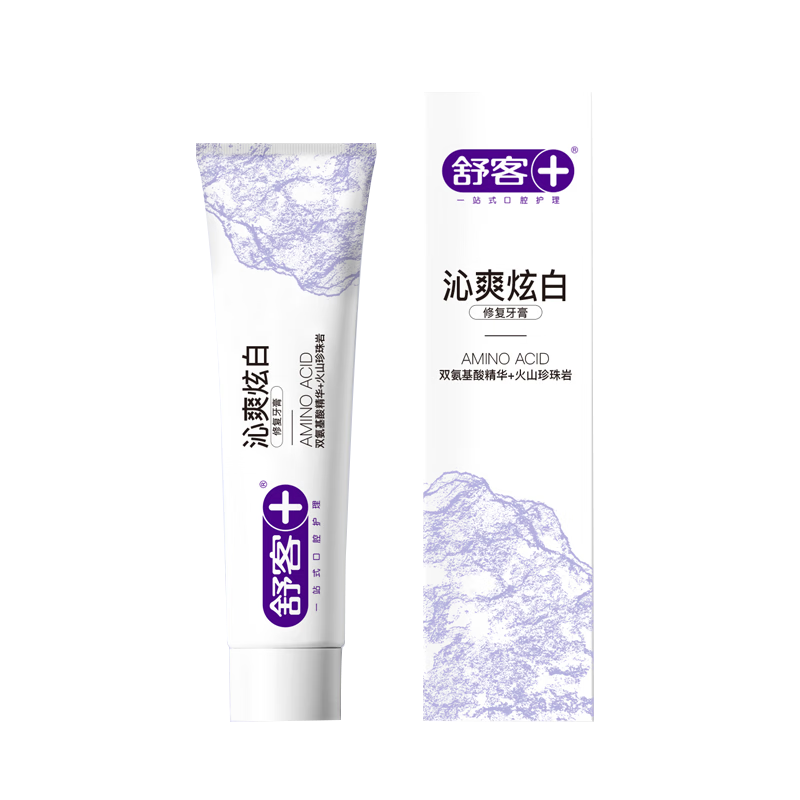 舒客+ ZHS-AJ10 防蛀清新 沁爽炫白 沁爽清新牙膏 专业护龈洁齿强烈 沁爽炫白牙膏138g高清大图