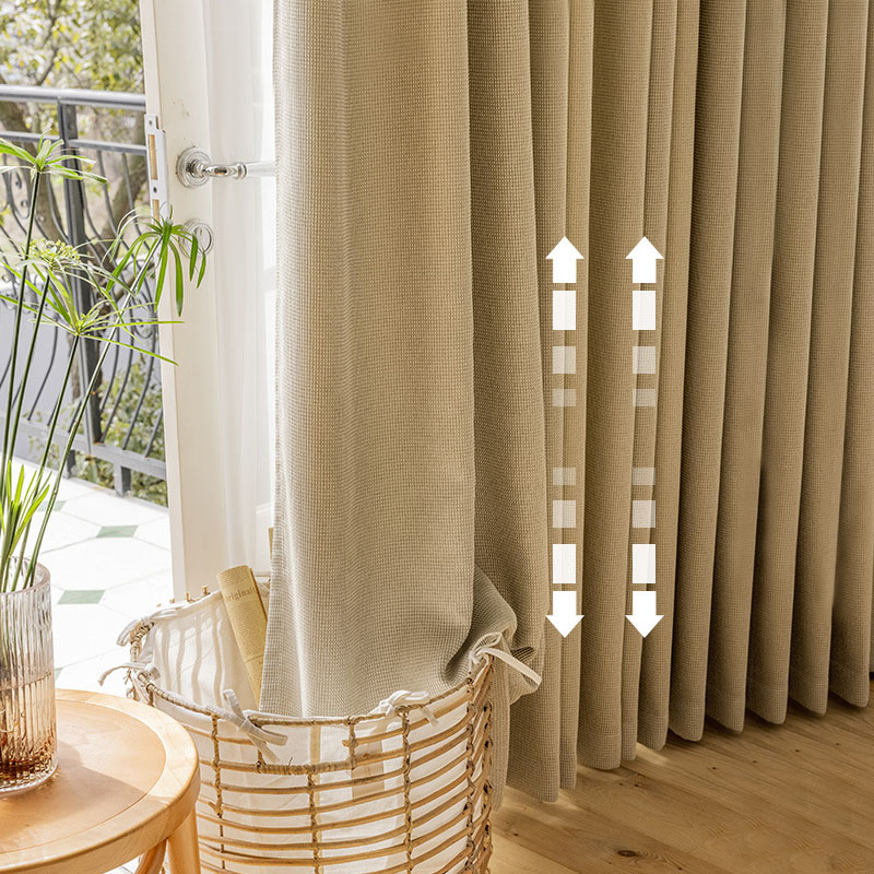 京城派 遮光窗帘北欧简约现代挂钩涤麻窗帘打孔窗帘法式飘窗客厅帘子遮阳布拼色儿童房奶油风窗帘轻奢卧室挂钩纯色窗帘高清大图