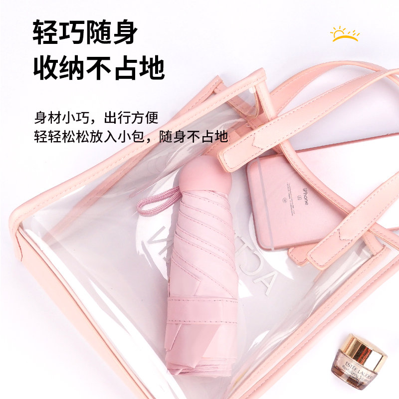 红叶(Hong Ye)太阳伞五折胶囊伞迷你口袋伞防晒防紫外线遮阳伞折叠晴雨伞女3569高清大图