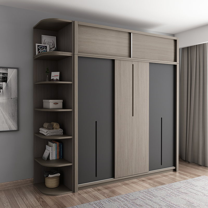 木月北欧推拉门衣柜简约现代组装家用卧室柜子小户型组合收纳储物柜