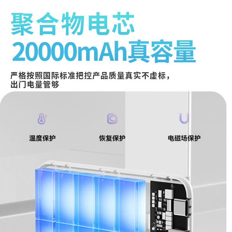 酷客&苏宁宜品 超薄全兼容自带线快充移动电源(20000mAh)充电宝图片