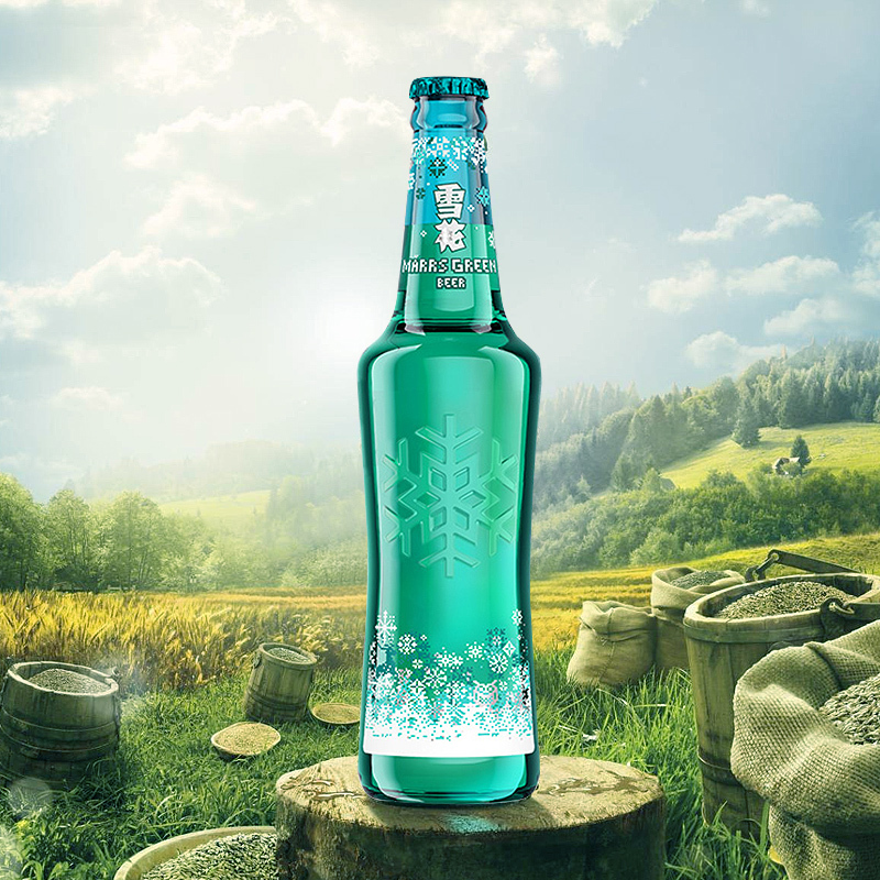 雪花啤酒马尔斯绿8455ml瓶12整箱装