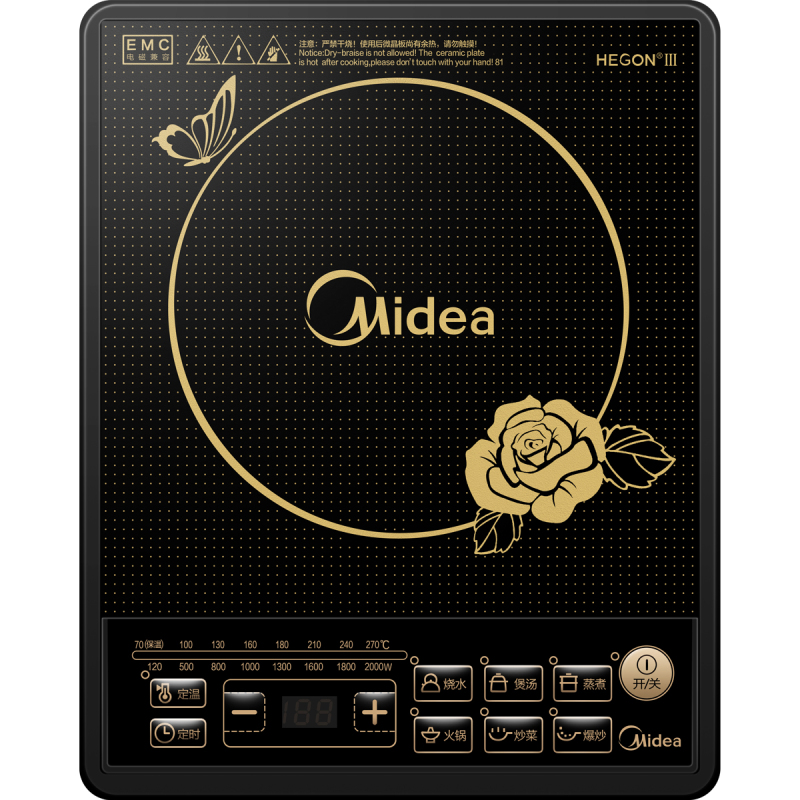 美的(Midea) 电磁炉按键式定温定时4D防水台式家用电磁灶煎炒炖煮涮定时火力可调节 C20-HK2002E
