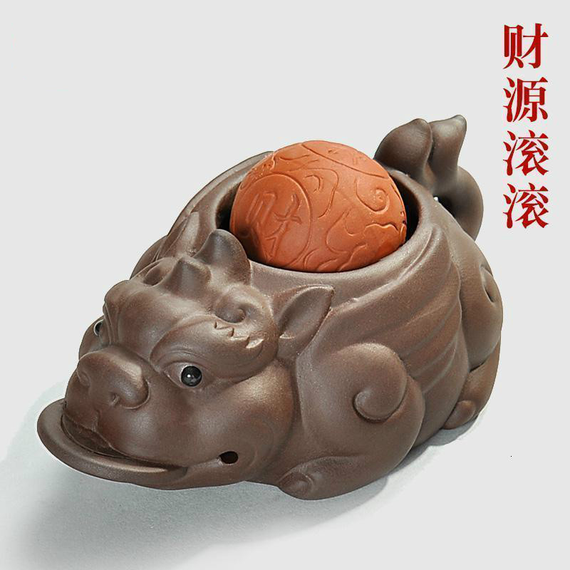 家柏饰(CORATED)茶宠摆件可养紫砂金蟾貔貅功夫茶配件蟾蜍喷水茶玩茶台摆件Z高清大图