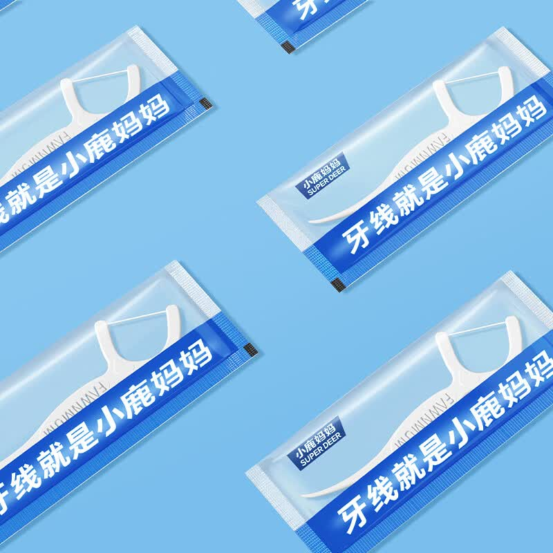 小鹿妈妈 牙线棒舒适洁齿高弹力牙线100支/袋高清大图