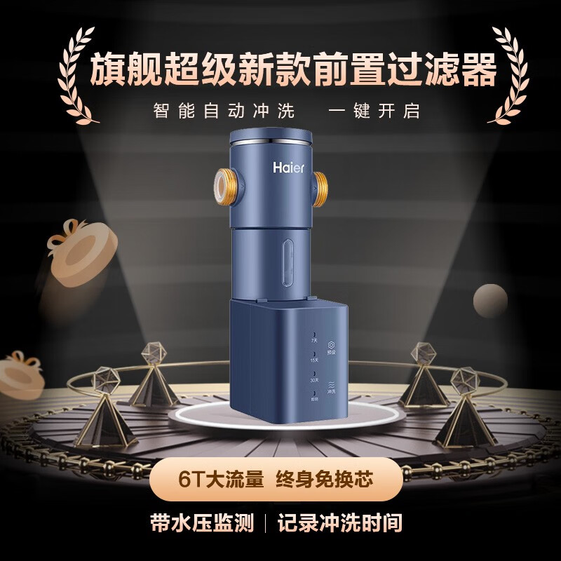 海尔(Haier)前置过滤器8T大通量家用智能净水器40微米自动反冲洗精滤实时水压监测全屋净水机HP-45高清大图