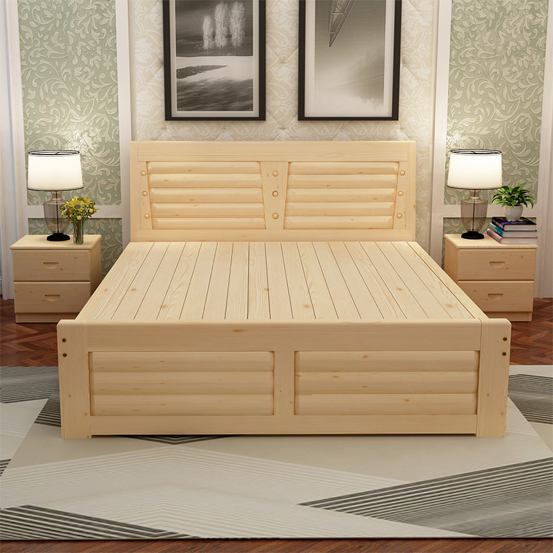 实木床1.5m 1.8米双人床储抽屉大床成人床单人床1.2 1.3 松木床