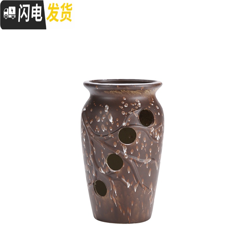 三维工匠多肉个性陶瓷花盆多孔洞洞花盆多肉盆栽摆件绿植陶瓷盆高款兰花盆 洞洞盆HZ269 中等花盆容器高清大图