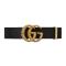 [直营]GUCCI 古驰 女士双G搭扣皮革腰带 黑色-524105AP00G1000