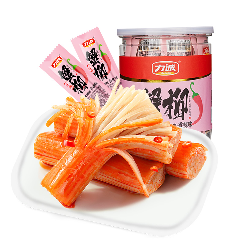 力诚手撕蟹柳蟹肉棒250g香辣味罐装海味即食方便速食蟹味棒火锅料网红小吃