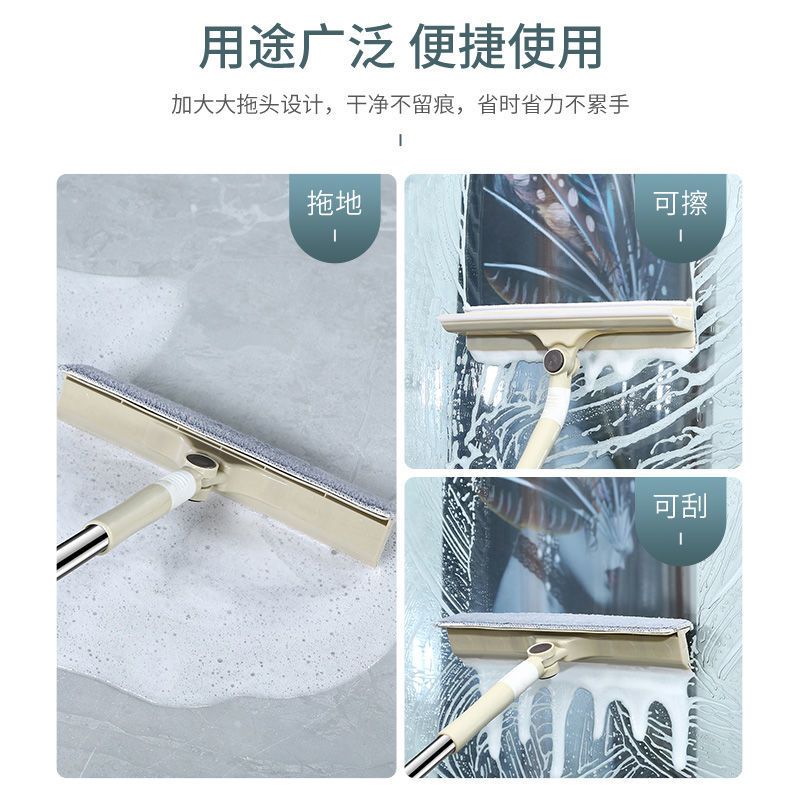 升级款(可弯曲)共四块布+玻璃水泡片|擦玻璃神器长杆伸缩杆擦窗清洁器家用搽洗双面擦刮水器