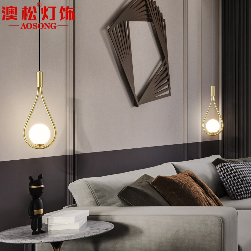 澳松 后现代卧室床头小吊灯北欧全铜餐厅吧台灯个性创意走廊过道led灯具