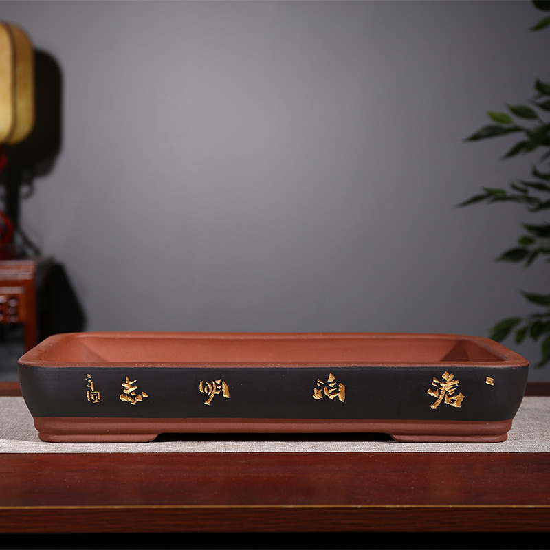 假山盆景盆 特大 超大陶瓷无孔浅盆山水盆景盆假花盆