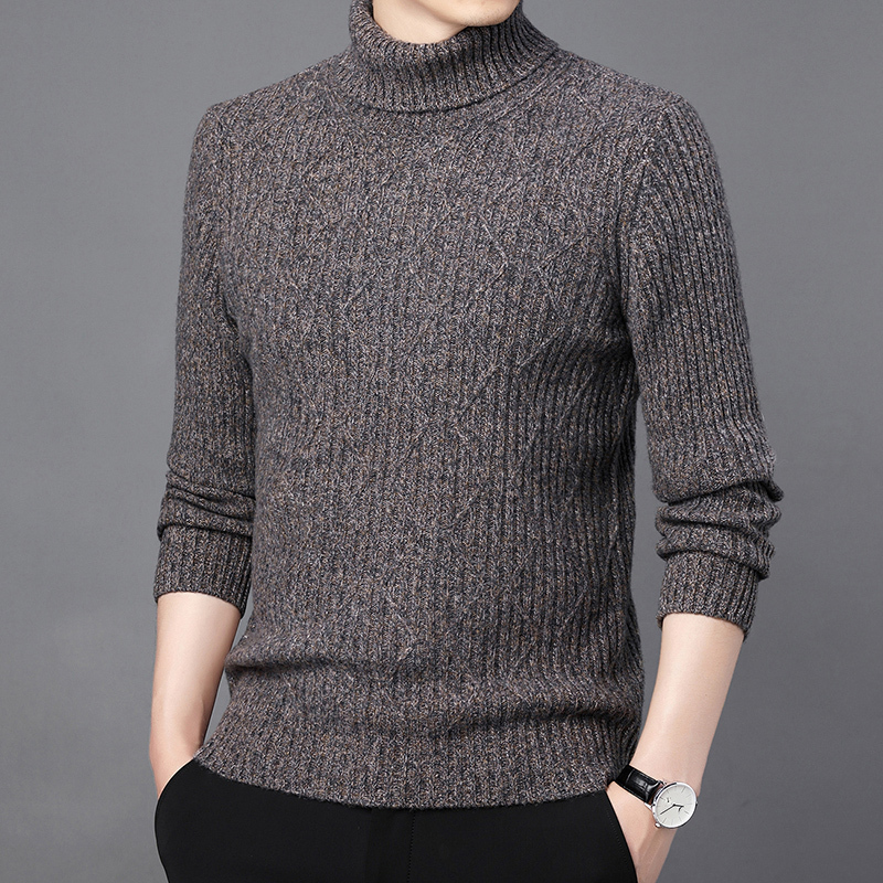 超厚过冬羊绒衫毛衣男纯山羊绒保暖男装品牌高领毛衣宽松针织衫男士