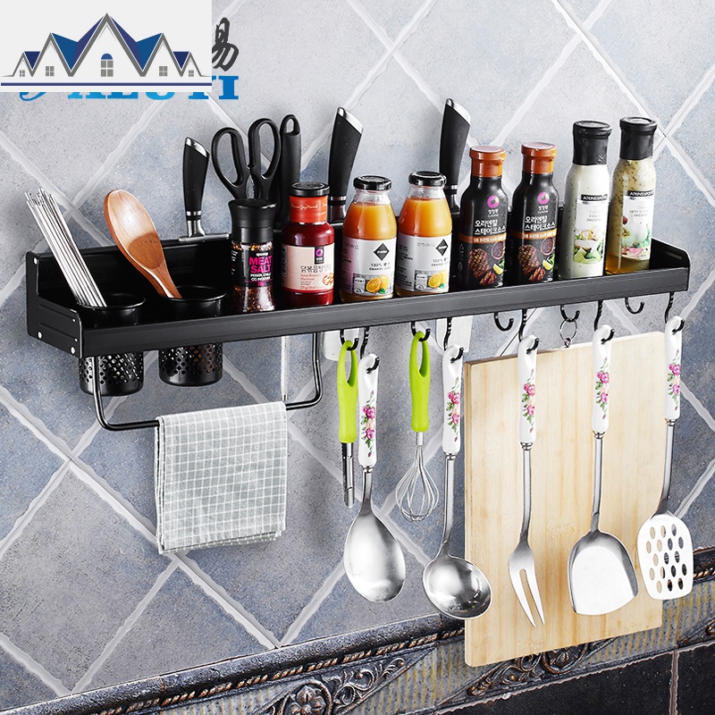免打孔厨房置物架筷子刀具收纳架壁挂式调味料储物架酱料挂钩一体 三维工匠高清大图