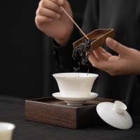 苏氏陶瓷(SUSHI CERAMICS)羊脂玉瓷聚香三才盖碗两杯小套装