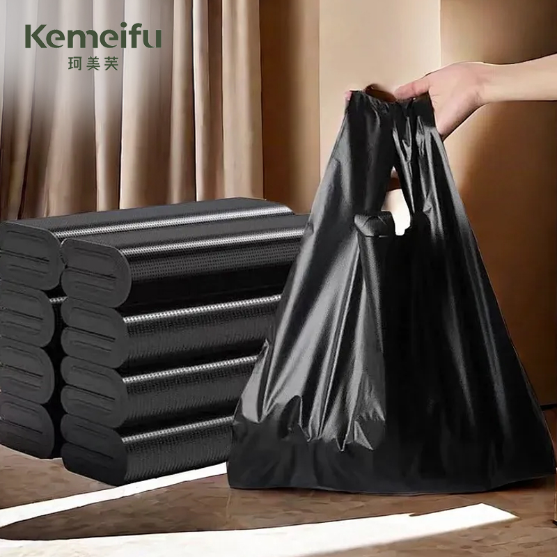珂美芙 黑色背心加厚塑料袋垃圾袋 55*80cm 50个/包高清大图