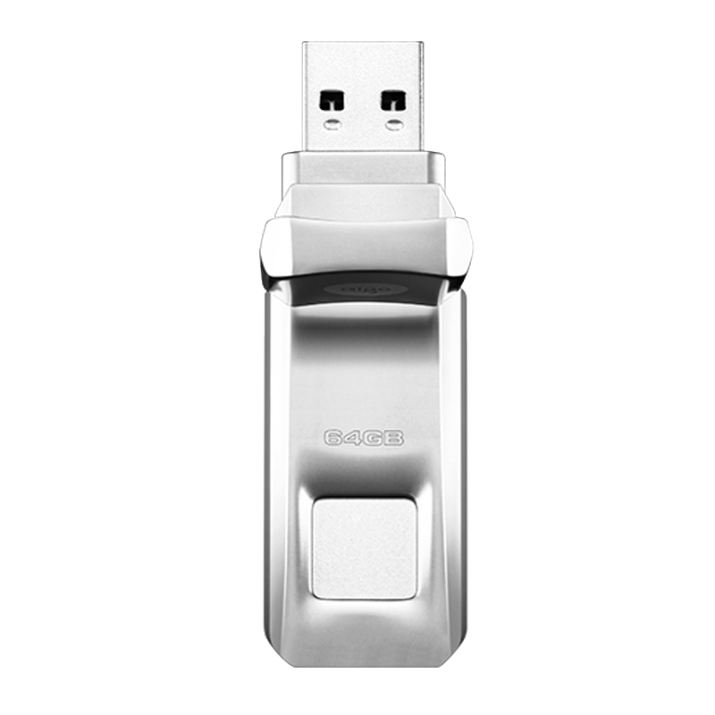 爱国者(aigo)U90指纹加密金属u盘 64GB 车载优盘手机电脑两用高速正品创意定制u盘
